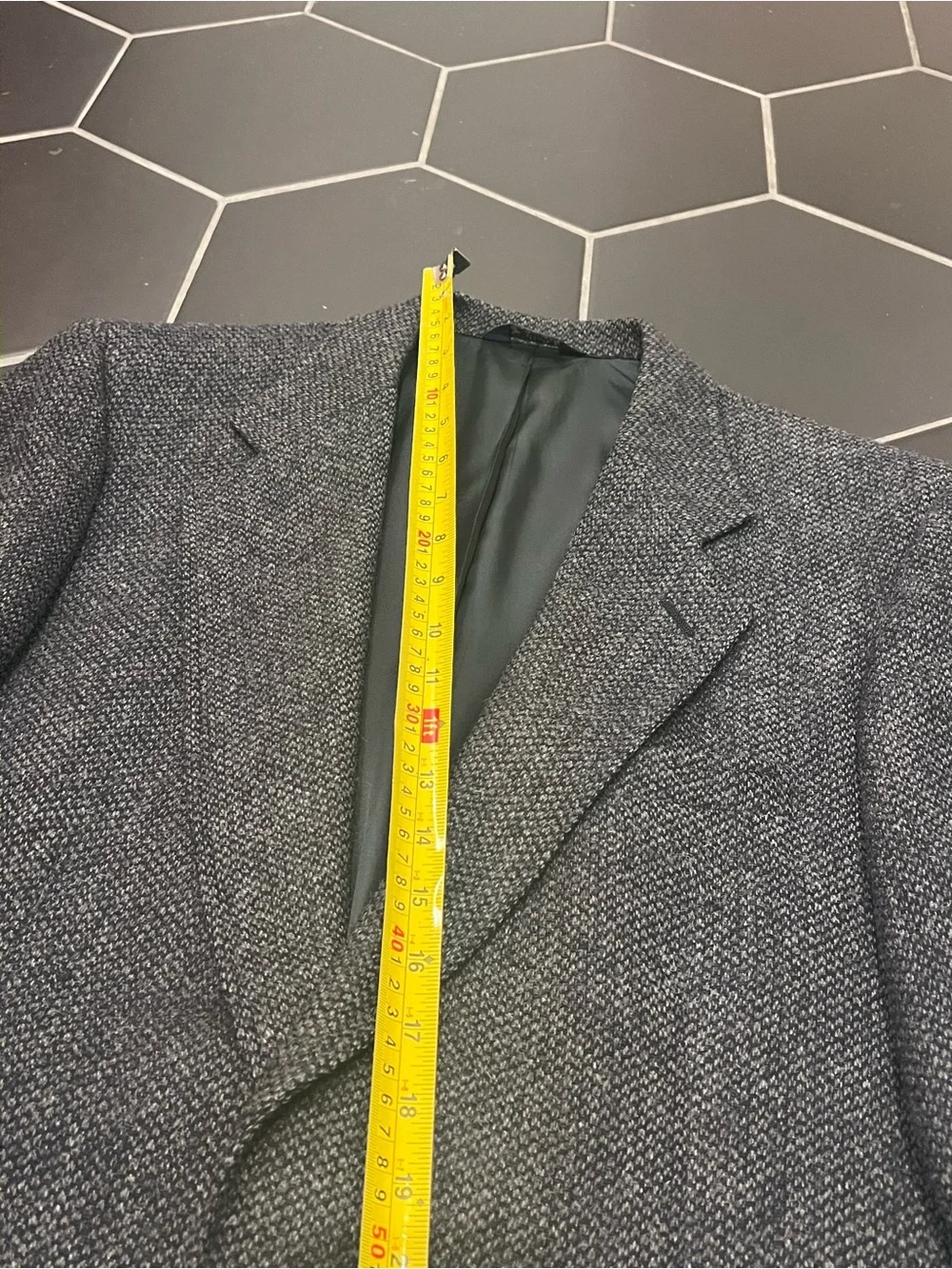 Men's Vintage Kuppenheimer Dark Charcoal Tweed Blazer with Brown Elbow Patches